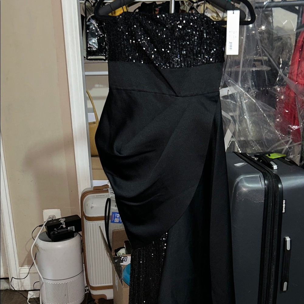 JAYGODFREY Black Strapless Sequin Dress